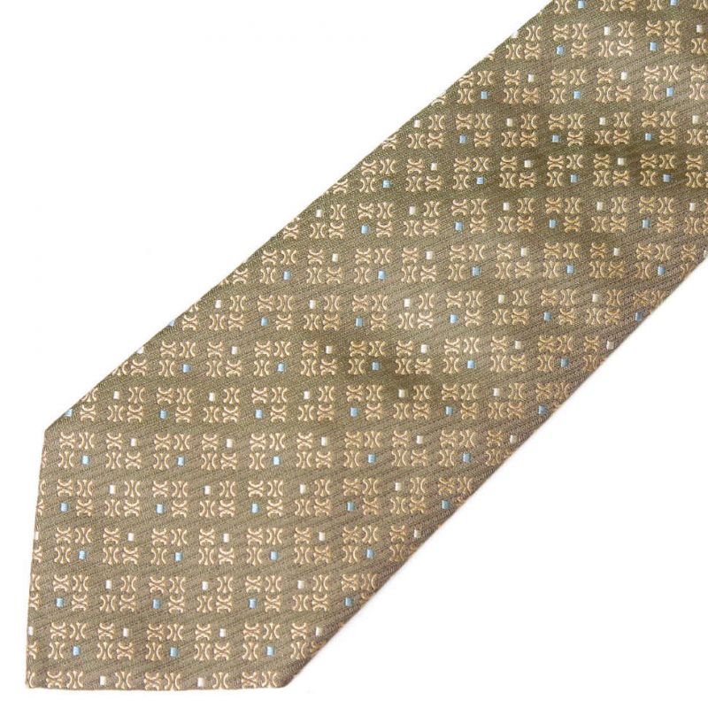 Бледно-зелёный шёлковый галстук с узором из логотипов Celine