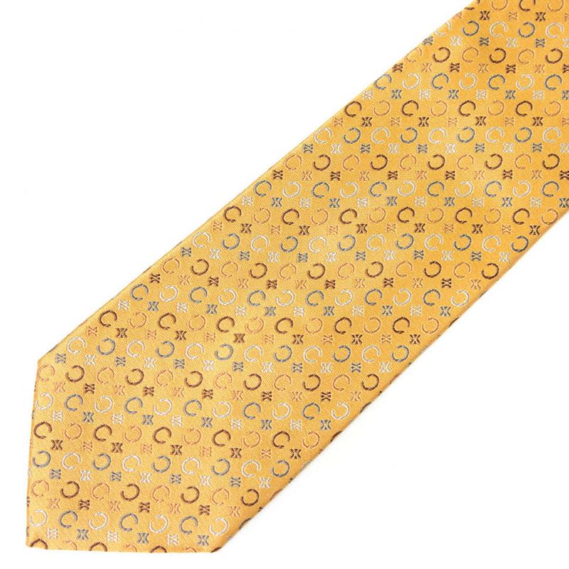 Жёлтый шёлковый галстук с символикой бренда Celine
