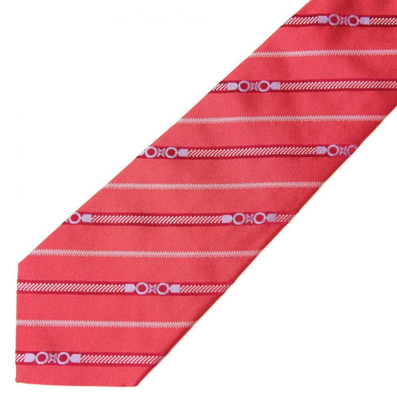 Розовый шёлковый галстук Celine в полоску