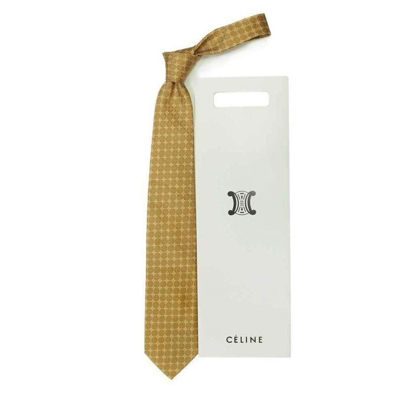 Песочный шёлковый галстук с логотипами Celine
