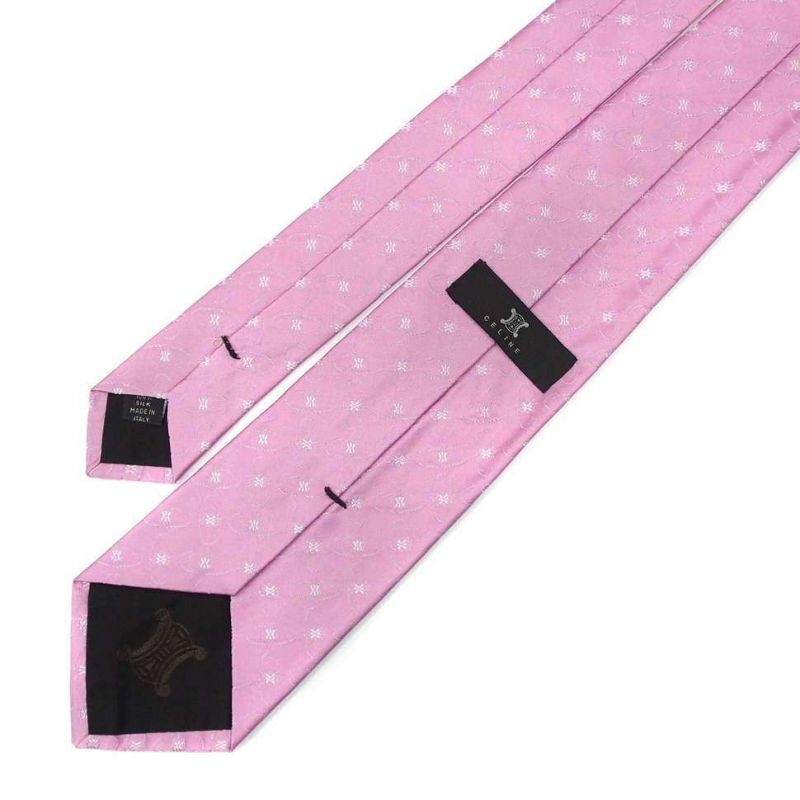 Розовый шёлковый галстук Celine с фирменным принтом