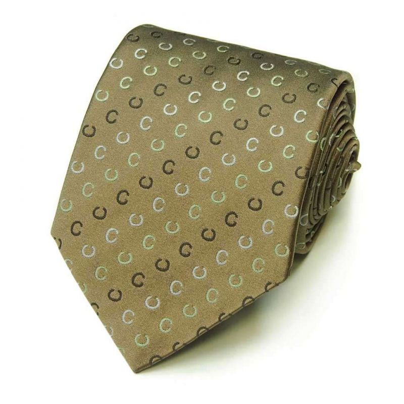 Оливковый шёлковый галстук с логотипами Celine