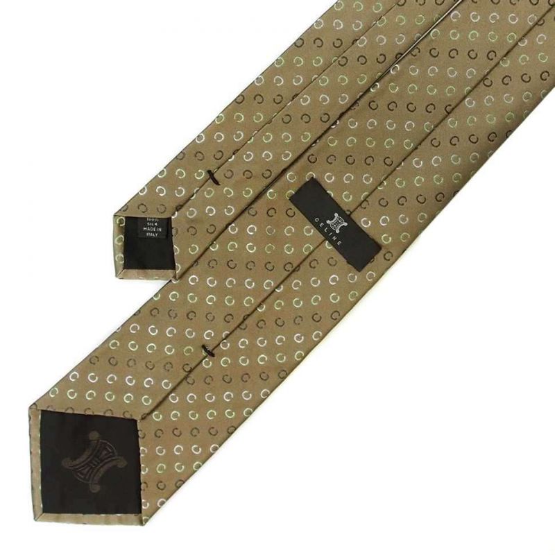 Оливковый шёлковый галстук с логотипами Celine