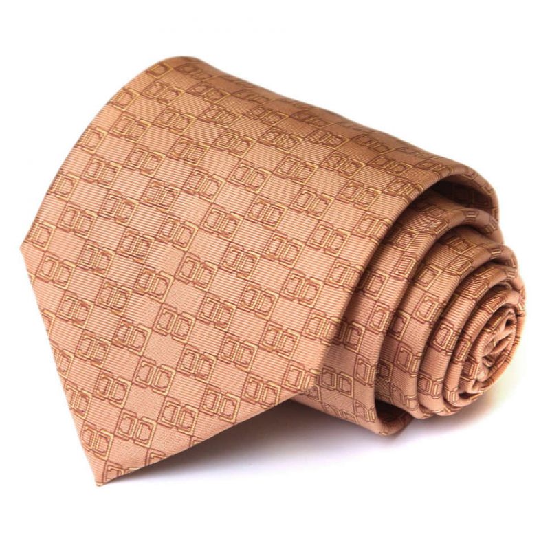 Розово-бежевый шёлковый галстук Celine с узором
