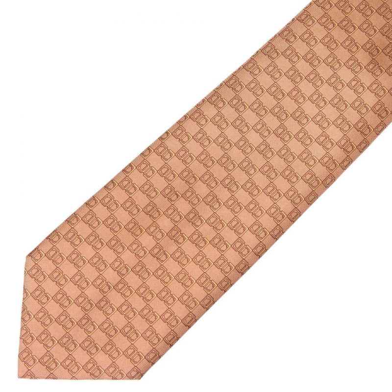 Розово-бежевый шёлковый галстук Celine с узором