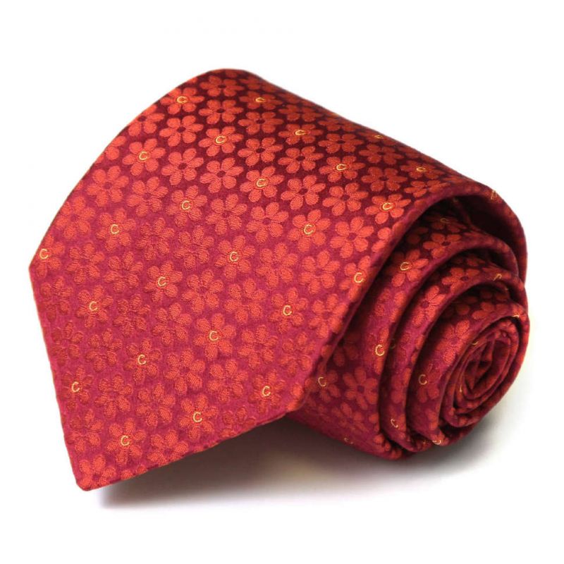 Красный шёлковый галстук Celine в цветочек