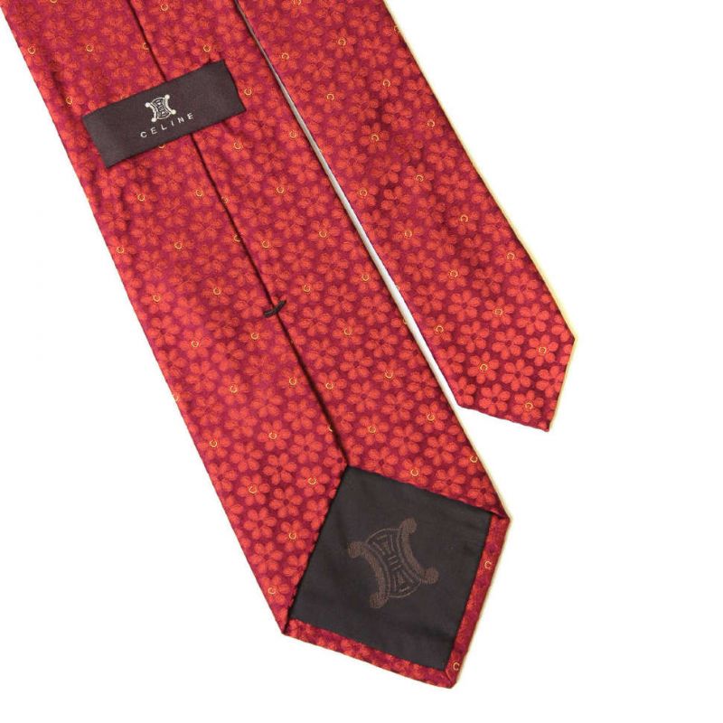 Красный шёлковый галстук Celine в цветочек
