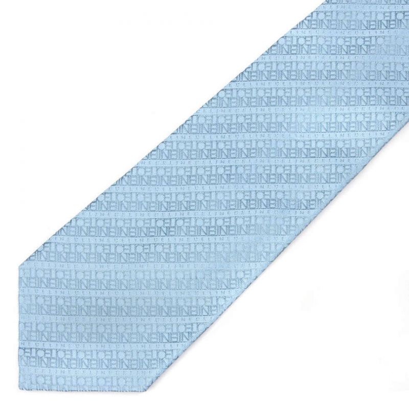 Голубой шёлковый галстук с полосками из надписей Celine