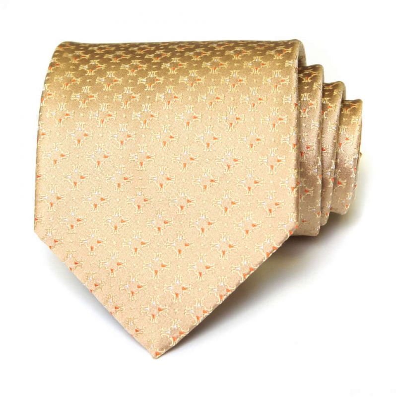 Золотистый шёлковый галстук Celine с выработкой