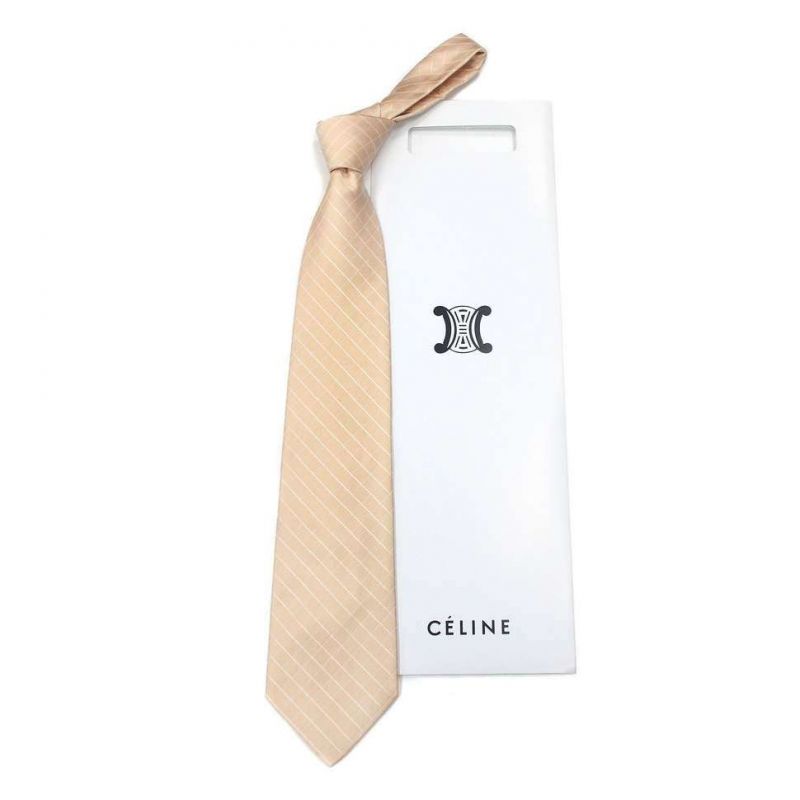 Песочный шёлковый галстук Celine в ромбик