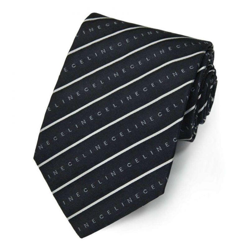 Чёрный шёлковый галстук Celine в полоску