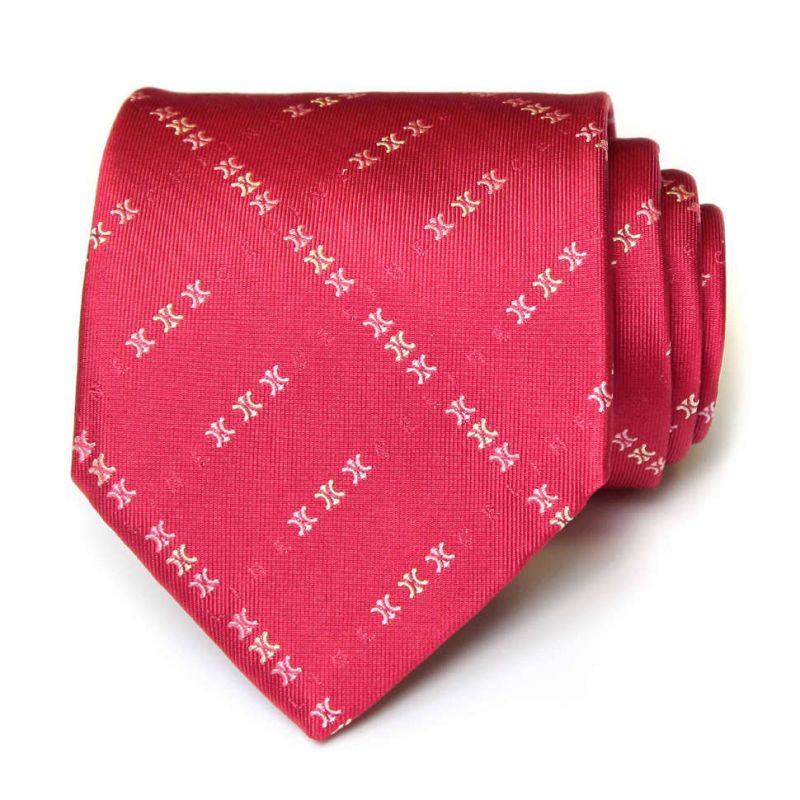 Светло-вишнёвый шёлковый галстук c логотипами Celine