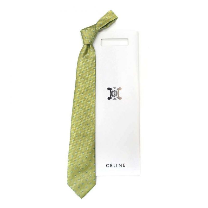 Зелёный шёлковый галстук Celine с выделкой