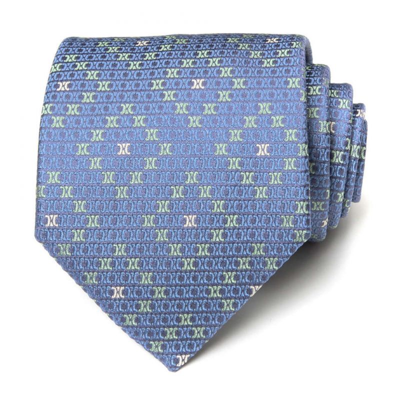 Голубой шёлковый галстук Celine с мелким рисунком