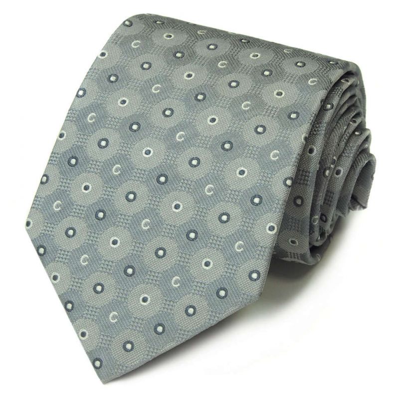 Серый шёлковый галстук Celine с кругами