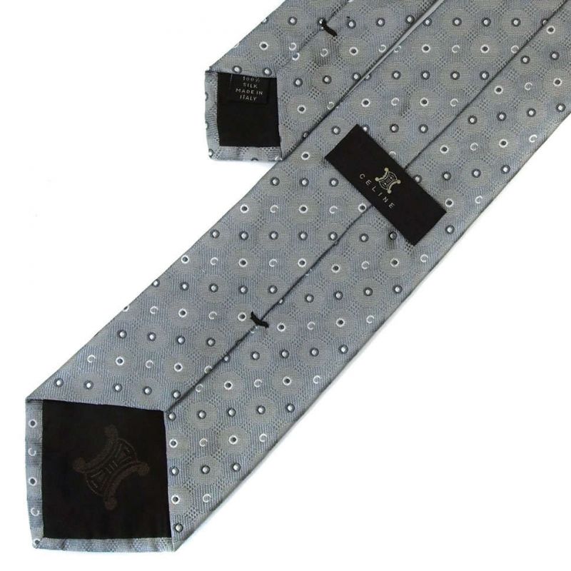 Серый шёлковый галстук Celine с кругами