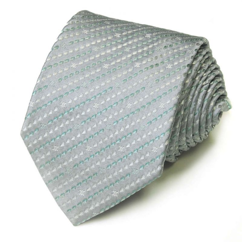 Серый шёлковый галстук Celine с полосками