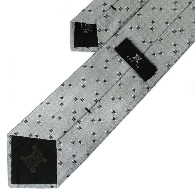 Серый шёлковый галстук Celine в клетку