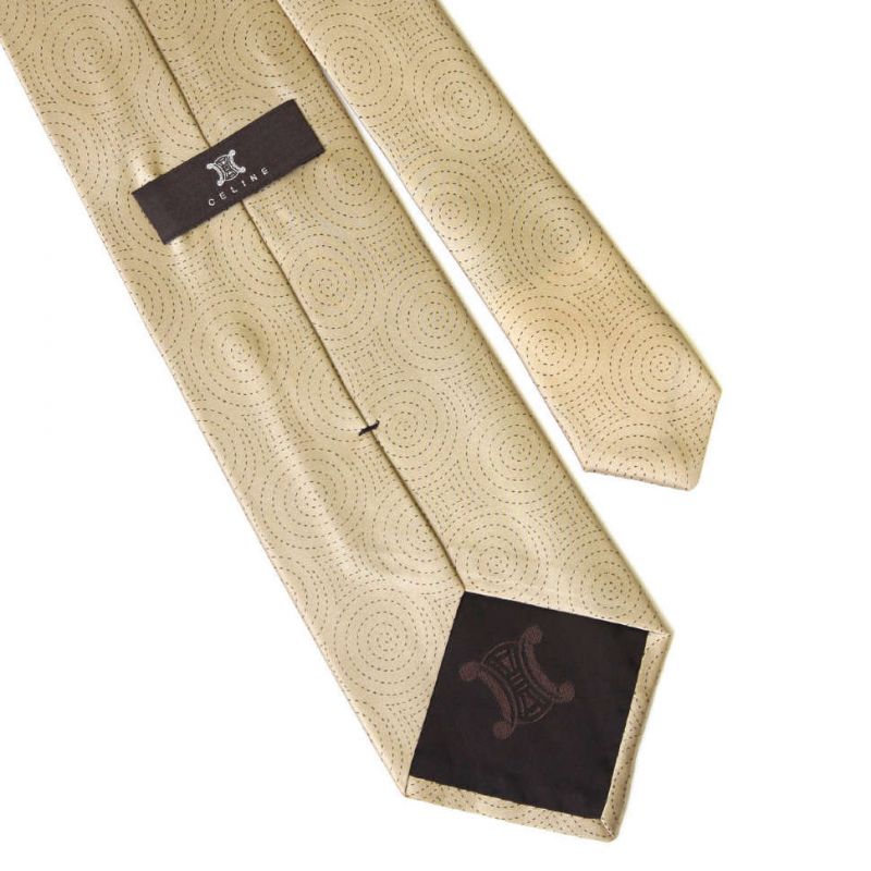 Бежевый шёлковый галстук Celine с узором