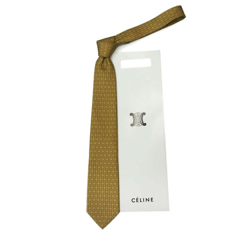 Шёлковый галстук Celine цвета хаки с узором