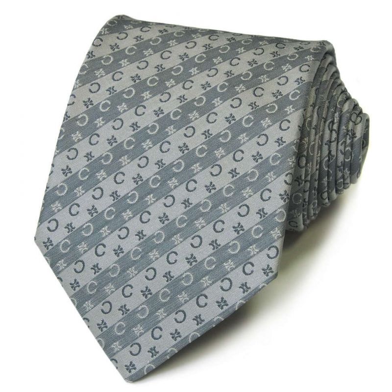Серый шёлковый галстук с логотипами Celine
