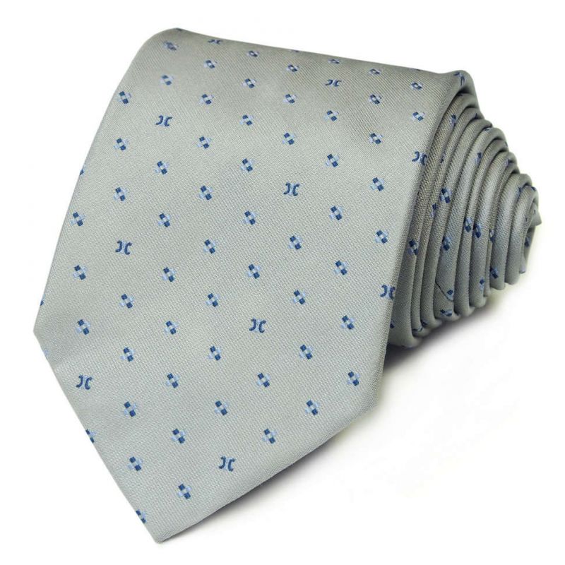 Серый шёлковый галстук Celine с синими клеточками