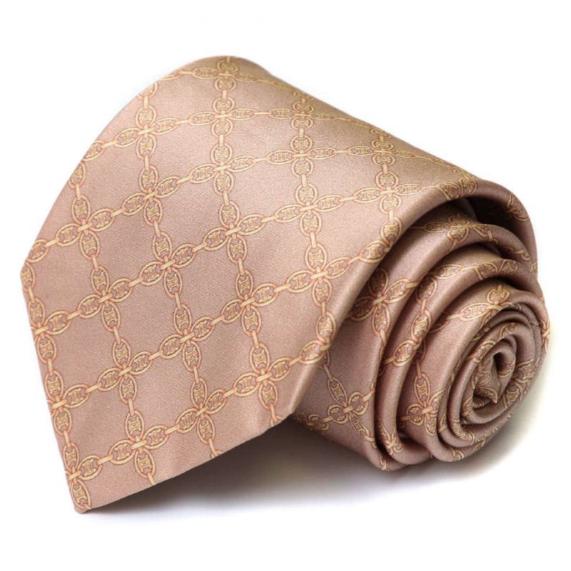 Бронзовый шёлковый галстук Celine с печатным рисунком