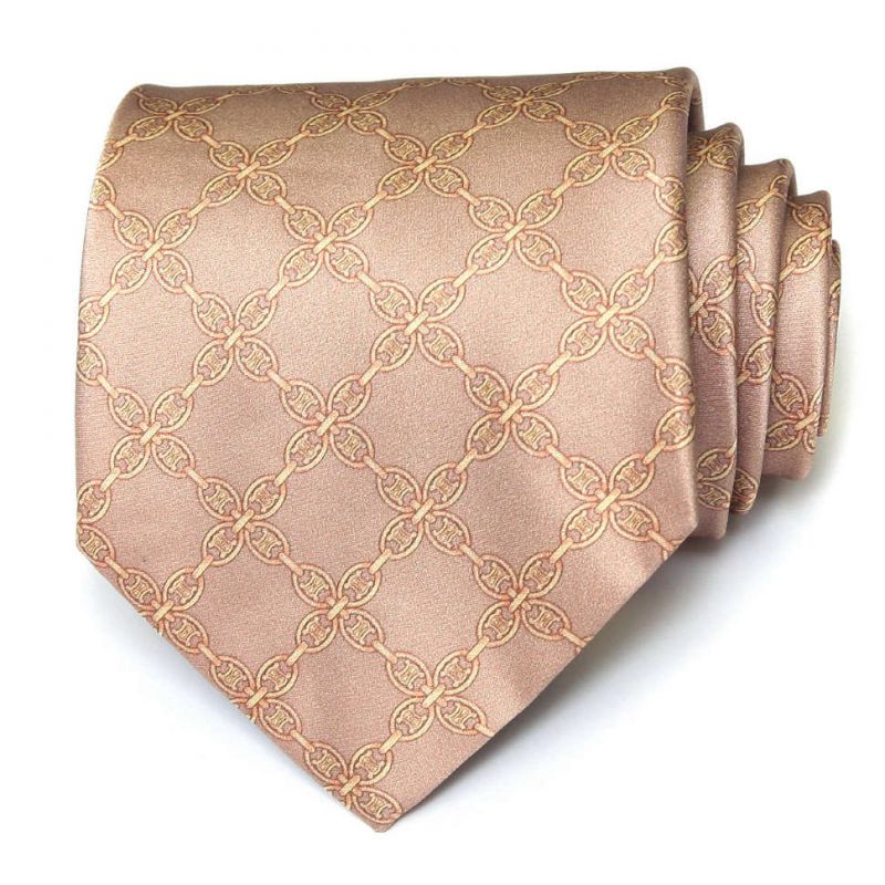 Бронзовый шёлковый галстук Celine с печатным рисунком