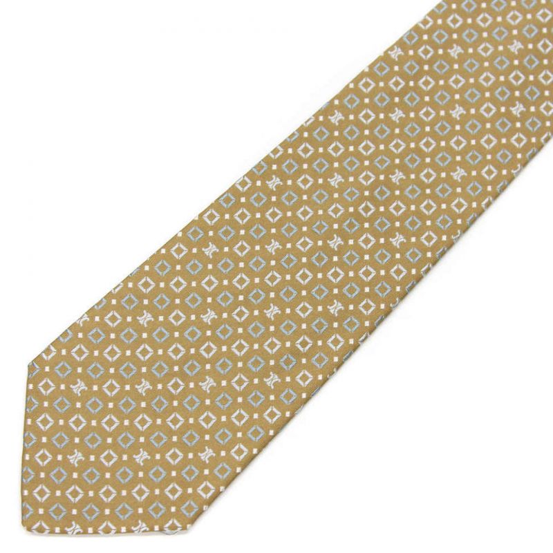 Тёмно-жёлтый с клеточками галстук Celine из шёлка