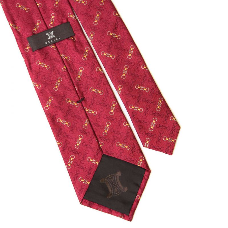 Красный шёлковый галстук Celine с рисунком