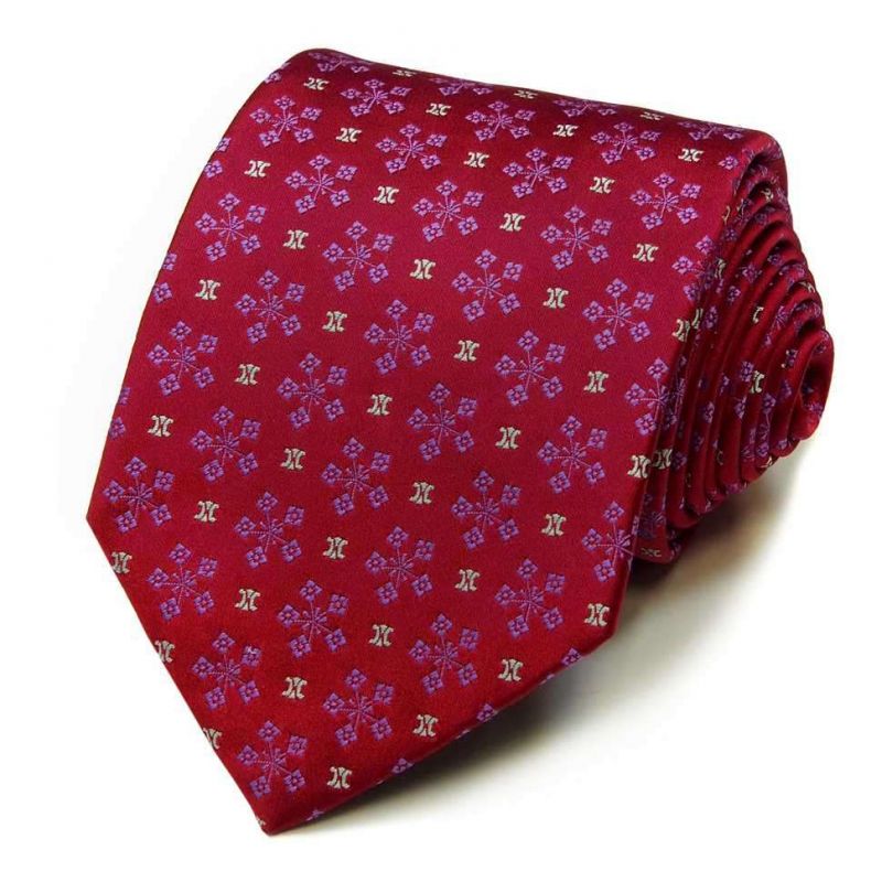Красный шёлковый галстук Celine со снежинками