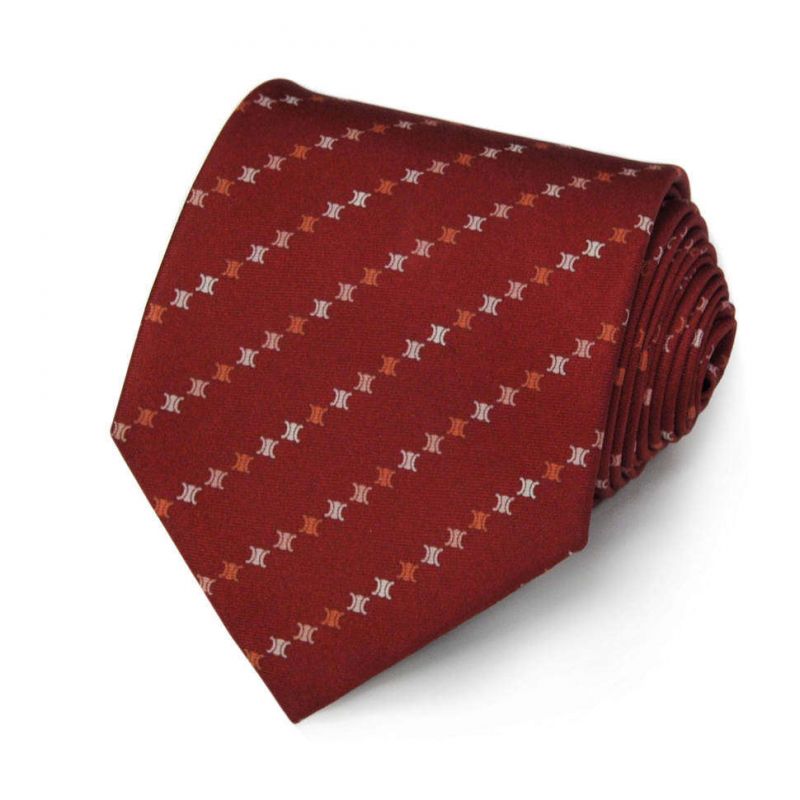 Красно-коричневый шёлковый галстук с логотипами Celine