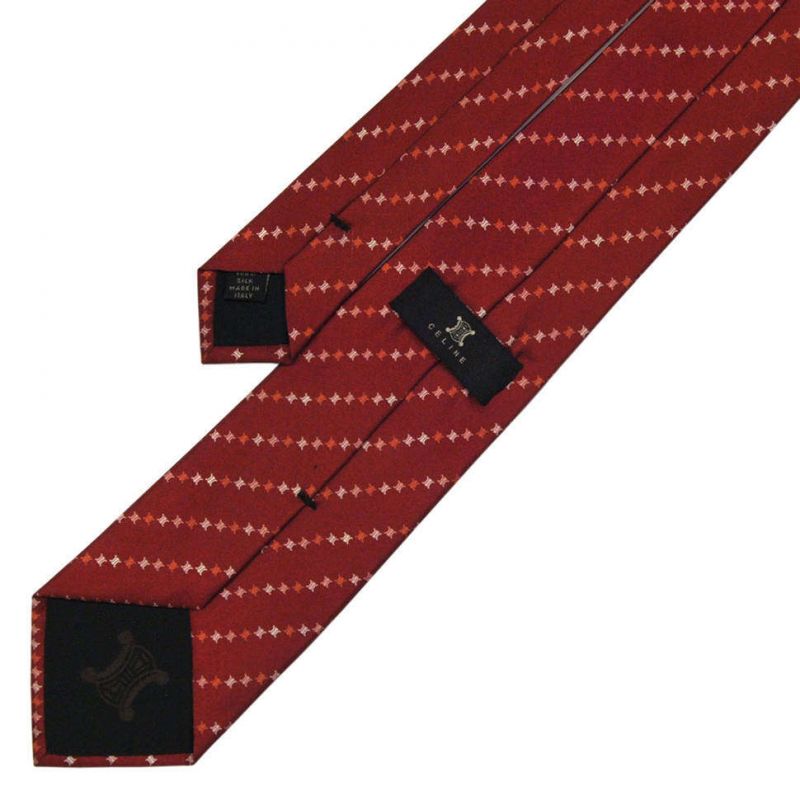 Красно-коричневый шёлковый галстук с логотипами Celine