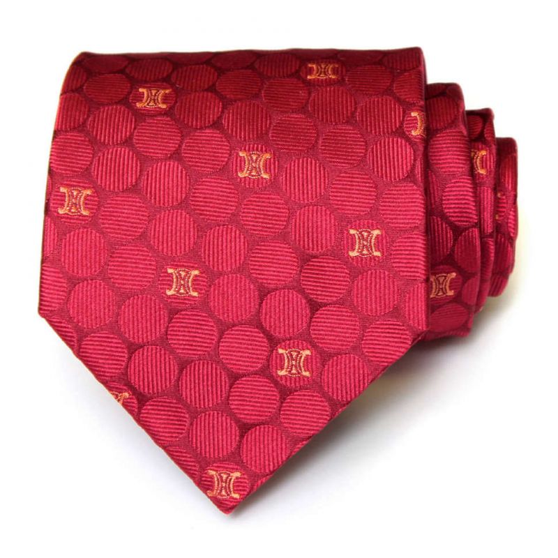 Красный шёлковый галстук в горошек Celine