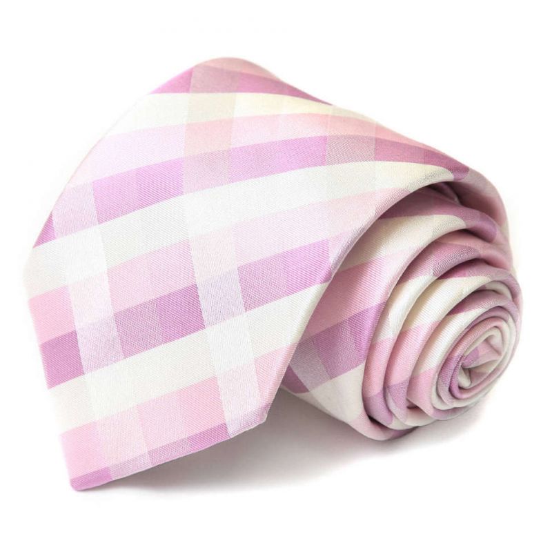 Светло-розовый шёлковый галстук Celine в клетку