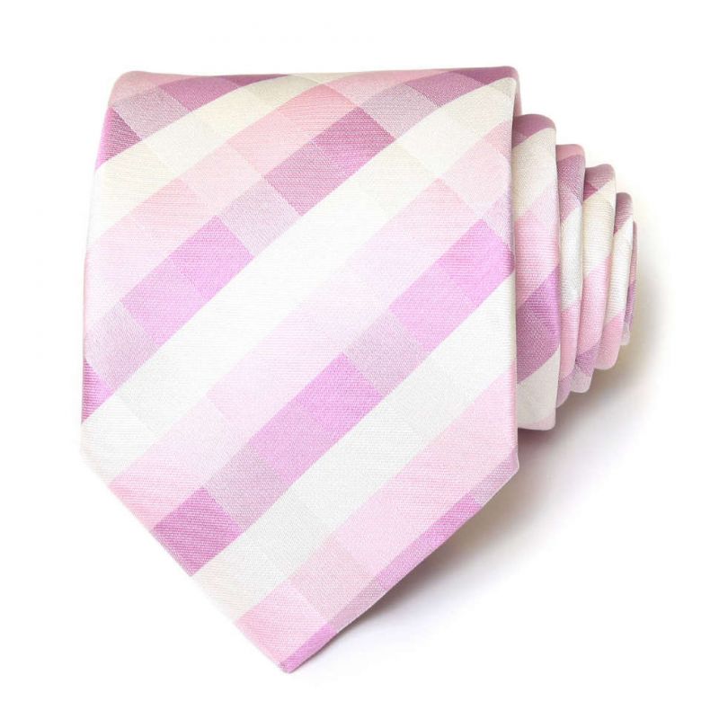Светло-розовый шёлковый галстук Celine в клетку