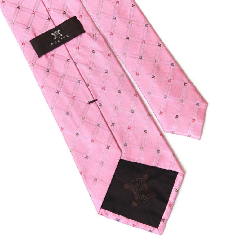 Розовый шёлковый галстук Celine в клетку