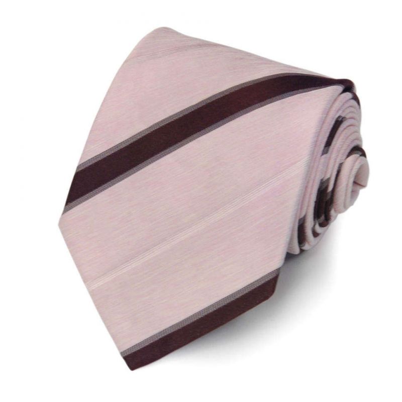 Розовый шёлковый галстук Celine с коричневую полоску