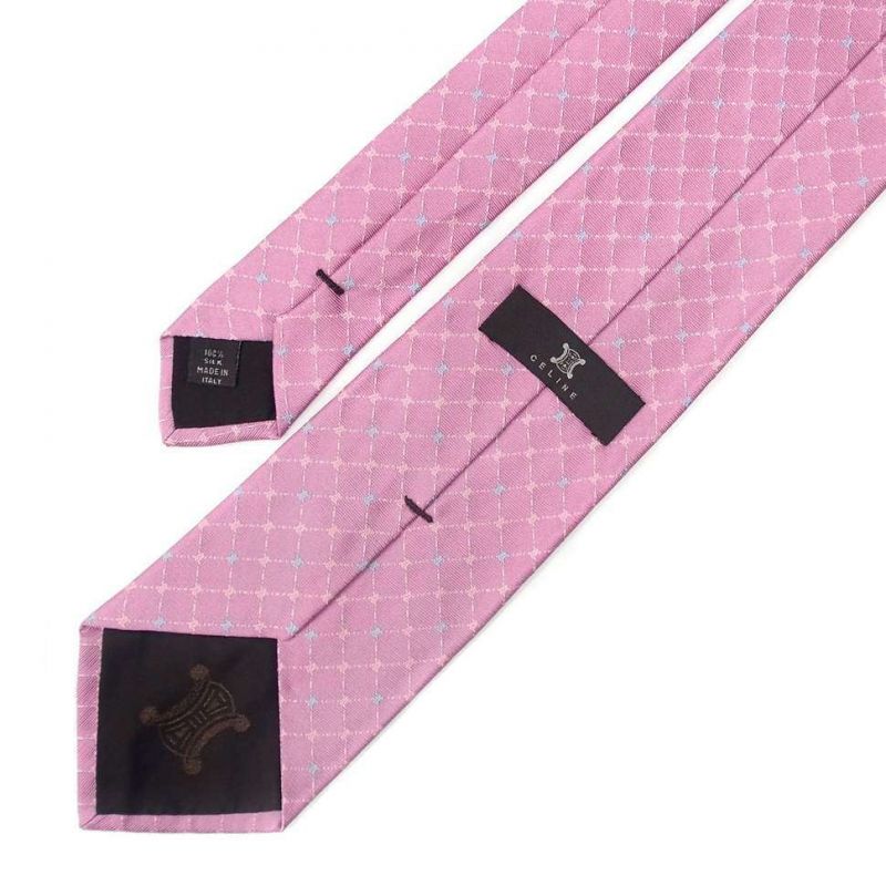 Розовый шёлковый галстук Celine в ромбик