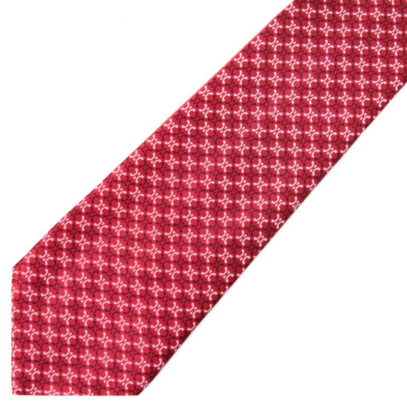Красный шёлковый галстук с узором из логотипов Celine