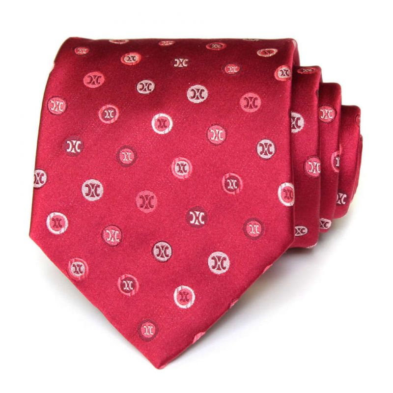 Красный шёлковый галстук в горошек с логотипами Celine