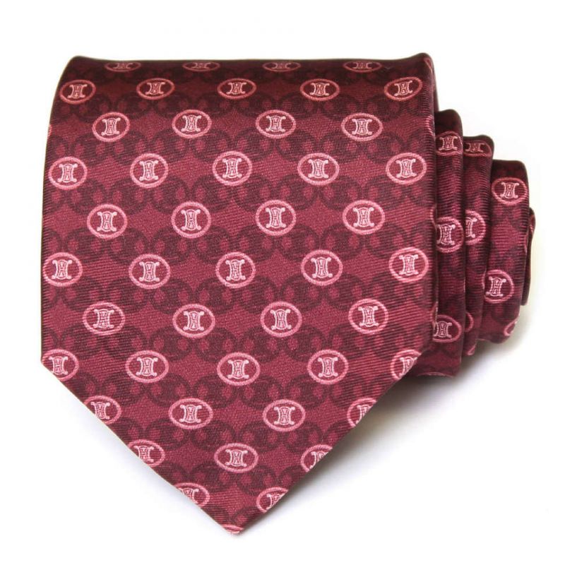 Бордовый шёлковый галстук с лого Celine