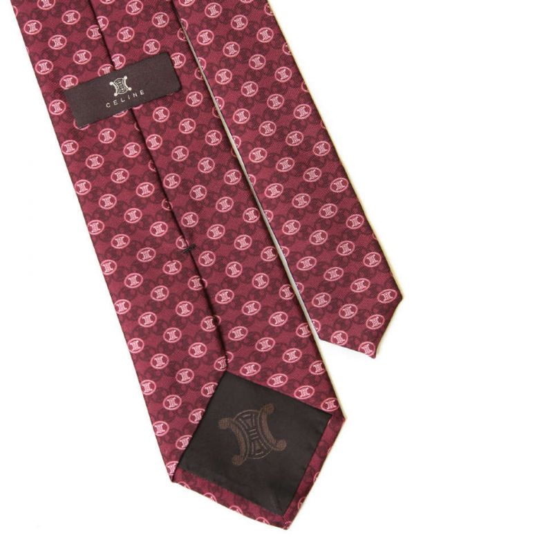 Бордовый шёлковый галстук с лого Celine