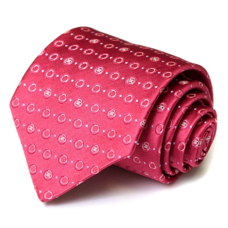 Вишневый шёлковый галстук Celine в горошек