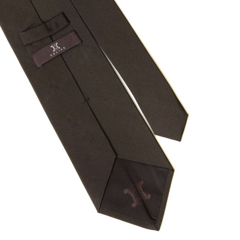 Коричневый шёлковый галстук Celine однотонный