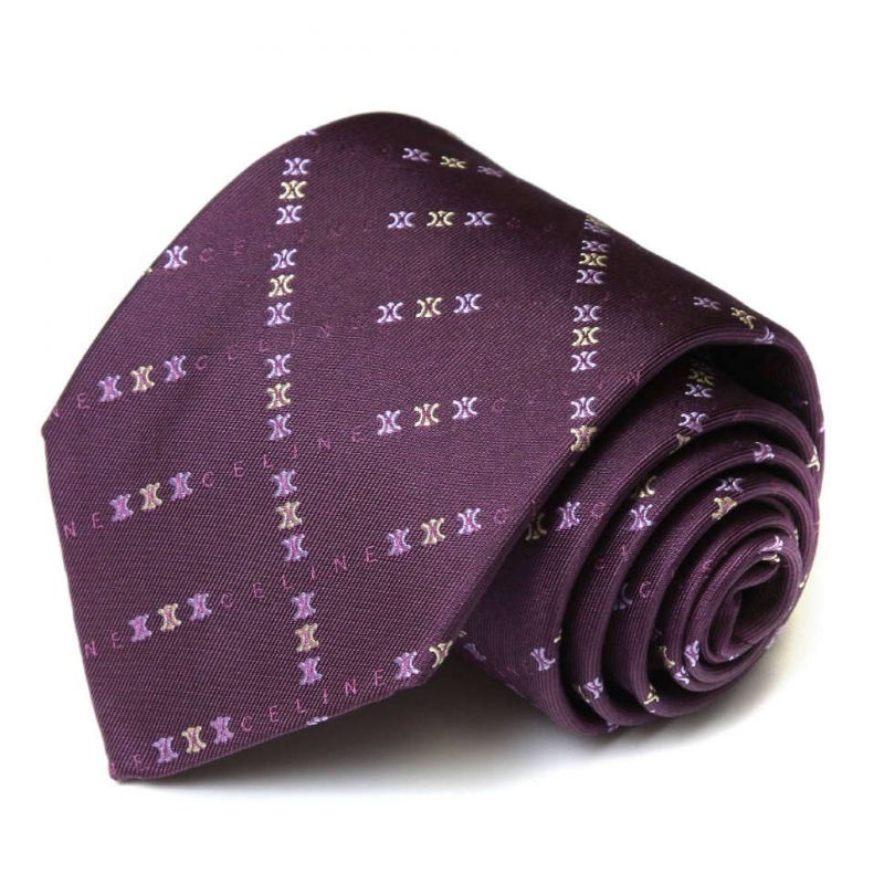 Фиолетовый шёлковый галстук с логотипами Celine
