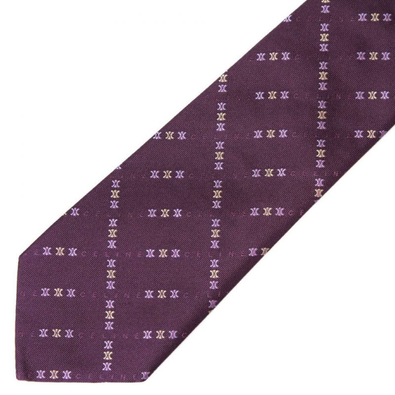 Фиолетовый шёлковый галстук с логотипами Celine