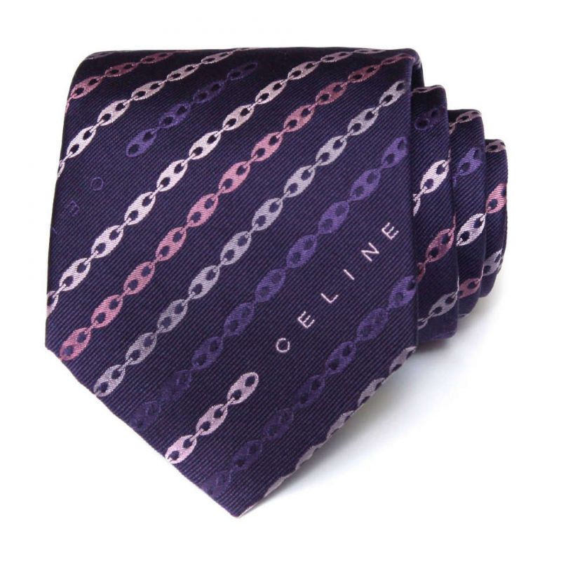 Фиолетовый шёлковый галстук Celine в полоску