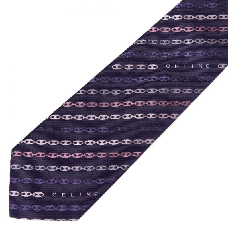 Фиолетовый шёлковый галстук Celine в полоску