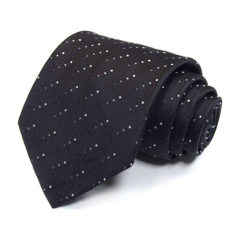 Чёрный шёлковый галстук Celine в горошек